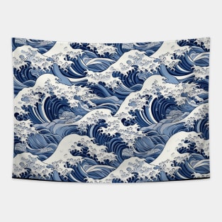 Ephemeral Crests: Hokusai Waves Reimagined Tapestry