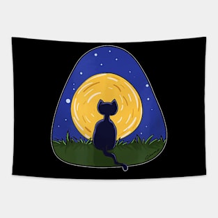 Cat And Moon Cat Lovers Artsy Full Moon Tapestry