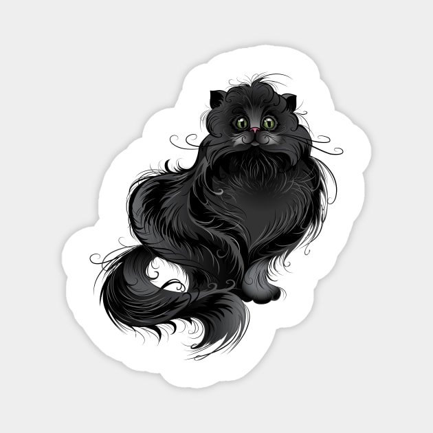 Fluffy black cat ( Fat cat ) Magnet by Blackmoon9