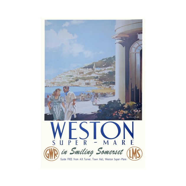 Vintage GWR travel poster advert for Weston Super - Mare by Random Railways