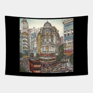 Jakarta city drawing Tapestry