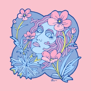 Pastel Dream Girl with Wild Flowers T-Shirt