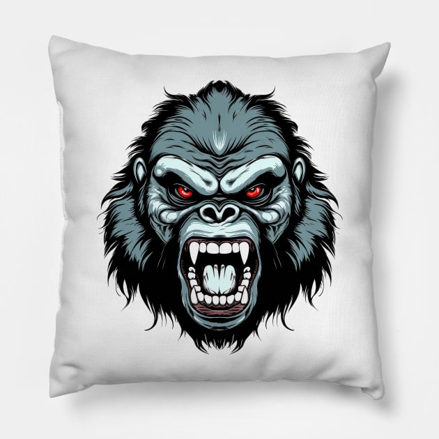 Angry gorilla Pillow by RosaliArt