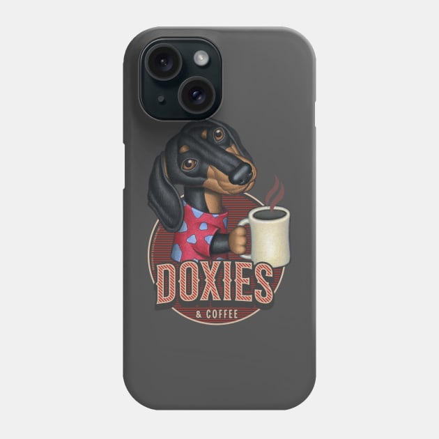 Cute Doxie and coffee funny fur baby Dachshund with a hot cup tee Phone Case by Danny Gordon Art