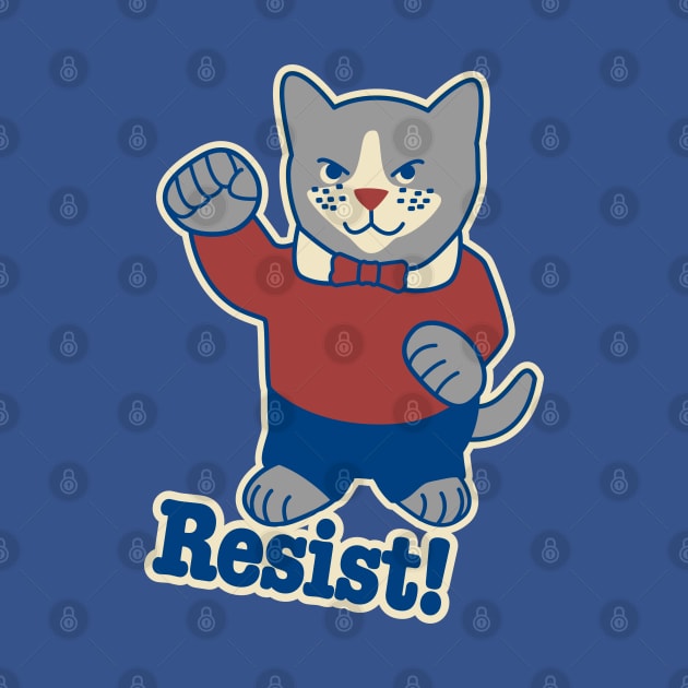 Resist! Cat with raised fist by Sue Cervenka