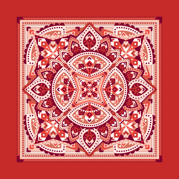 Red Boho Quilt by Carolina Díaz