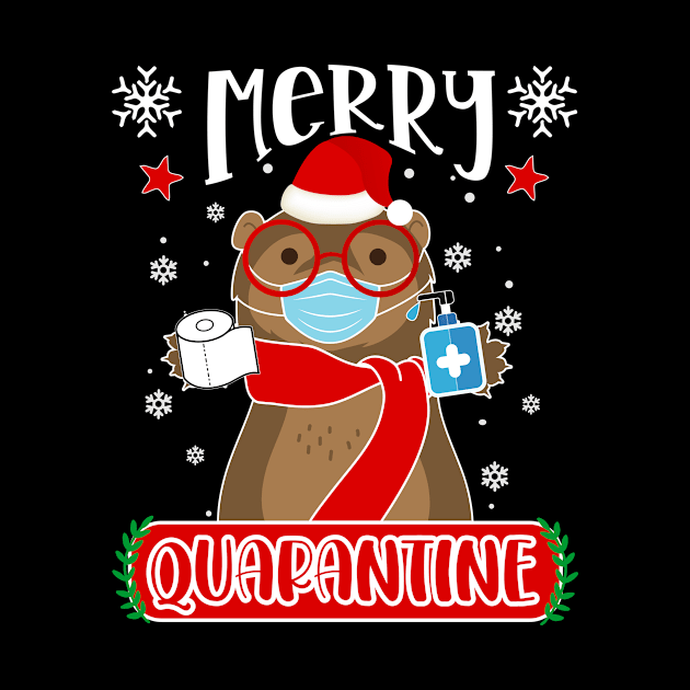 Merry Quarantine Christmas 2020 Otter with Mask by Boba Art Store