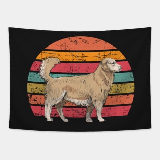 golden retriever lover, golden dog retro Tapestry