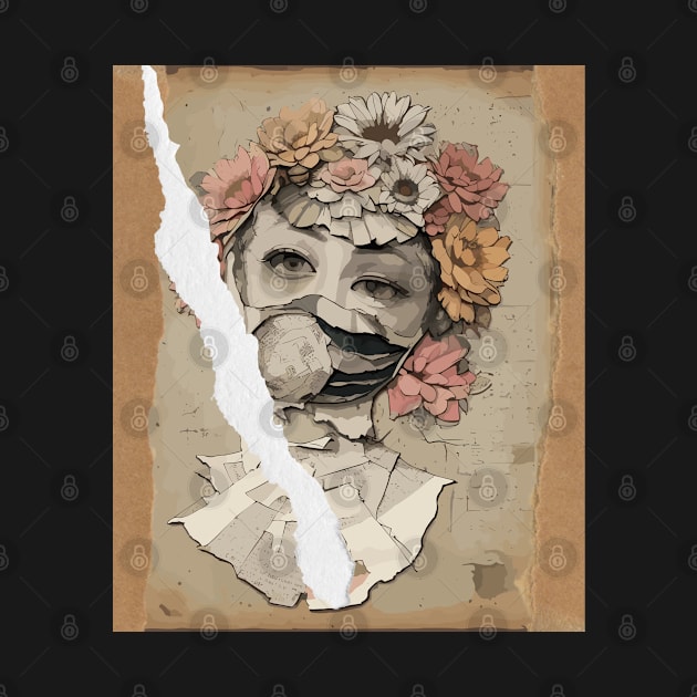 Ripped woman Collage & flowers by DayDue