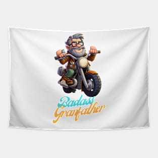 Badass Grandfather on a motorbike Tapestry