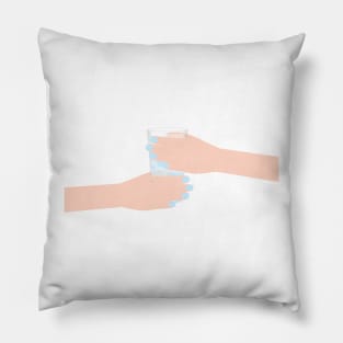 Hands Holding Glass Of Water Pillow