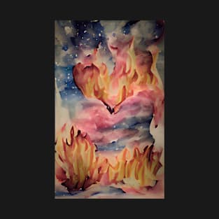 Celestial Hearts Aflame Art T-Shirt