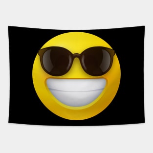 Beaming face emoji with sunglasses Tapestry