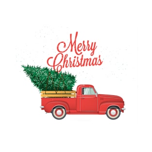 Vintage Merry Christmas Red Truck T-Shirt