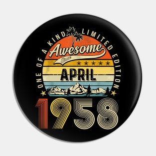 Awesome Since April 1958 Vintage 65th Birthday Pin