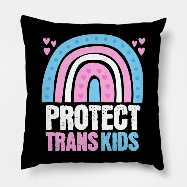 Protect Trans Kids Rainbow Queer Flag Pillow by PUFFYP