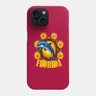 Florida Wildflowers And Cartoon Of A Porpoise or Dolphin Phone Case