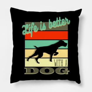 Life is Better with a Dog Retro Vintage Sunset Pillow