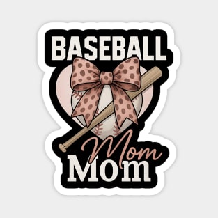 Leopard Coquette Bow Baseball Mom | Cute Coquette Mother’s Day Gift for Sport Moms Magnet
