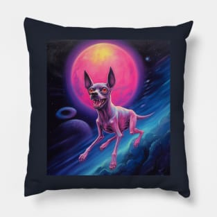 Vintage Retro Sci-Fi Space Chupacabra Art - Cryptid in Outer Space Pillow