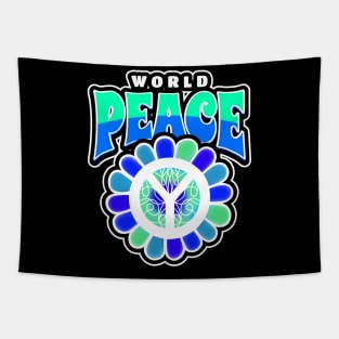 WORLD Peace Sign Flower Tapestry