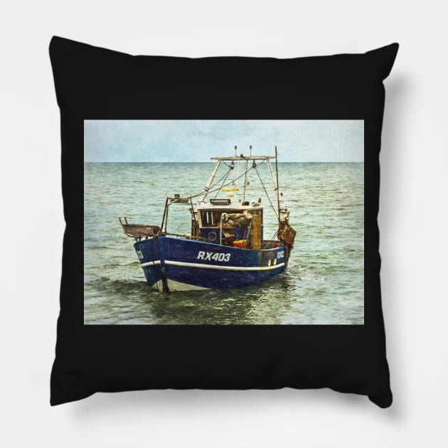 Fishing Boat Leaving the Beach Pillow by IanWL