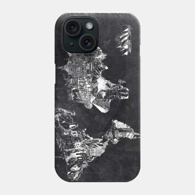 world map landmarks Phone Case by BekimART