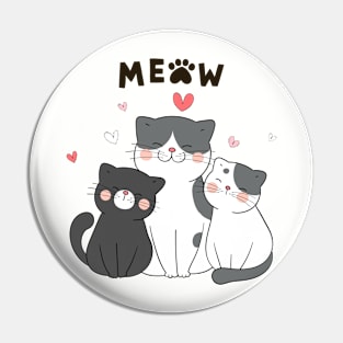 The Many Meows of a Playful Cat Pin