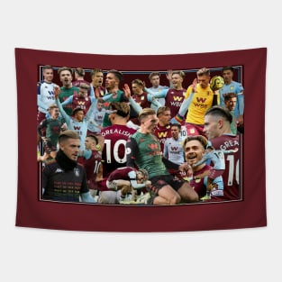 aston villa football club legends prints posters squad jack grealish collage Tapestry