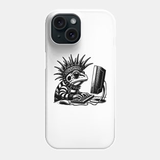 Punk Rock Goth Frog on Computer Vintage Style Phone Case