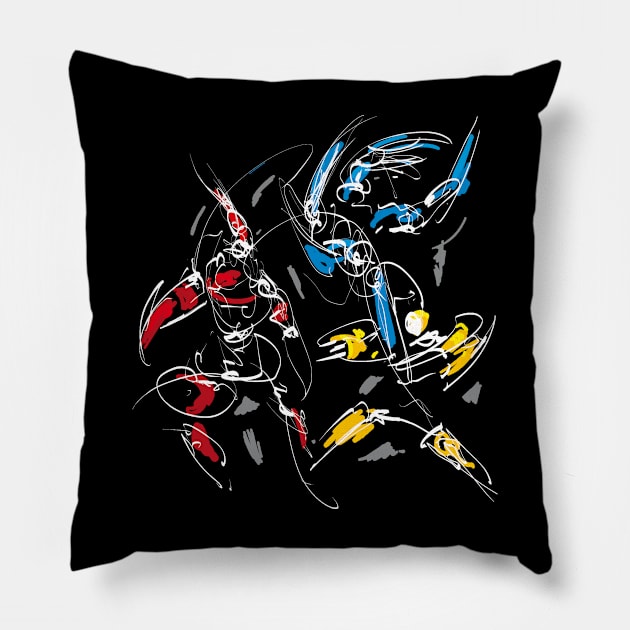 Martial Art Robots Pillow by Nikokosmos