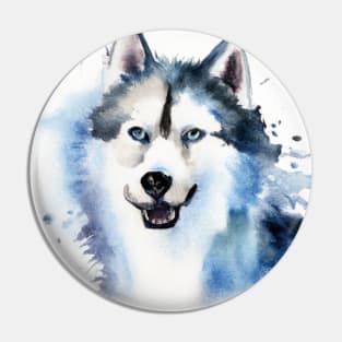 Siberian Husky Watercolor - Gift For Dog Lovers Pin