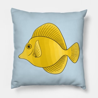 Yellow tang fish cartoon illustration Pillow