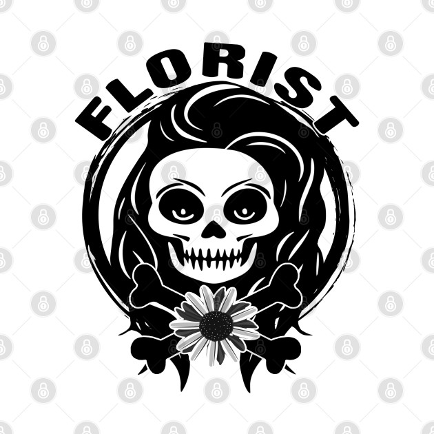 Florist Skull and Flower Black Logo by Nuletto