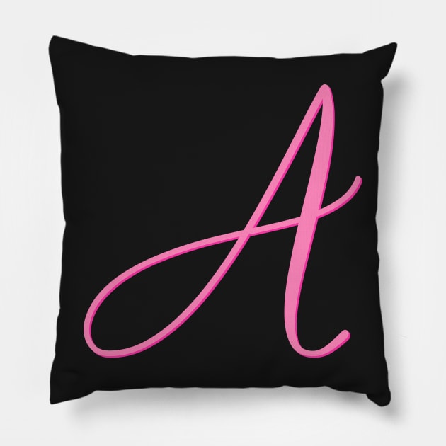 Letter A Hot Pink Initial Pillow by Asilynn