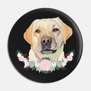 Yellow lab with floral Pin