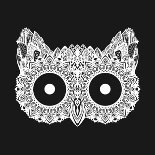 Mandala Owl White T-Shirt T-Shirt