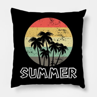 Summer- Vintage Retro Beach Waves Pillow