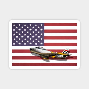 North American Sabre on the US flag Magnet