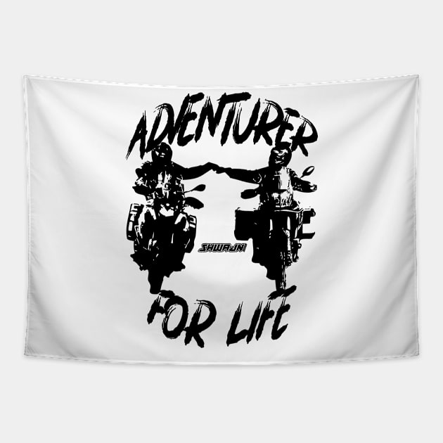 Adventurer For Life - black print Tapestry by Shwajn-Shop