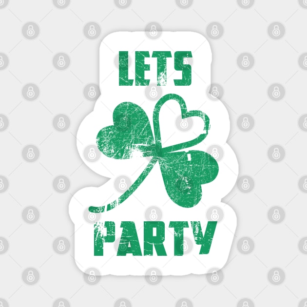 Saint Patricks Day Let's Party Clover Magnet by Welsh Jay
