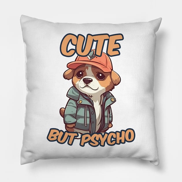 A cute dog wearing street fashion Pillow by AestheticsArt81