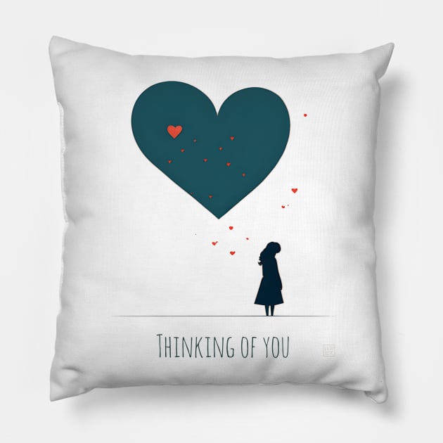 [AI Art] Thinking of you, Minimal Art Style Pillow by Sissely