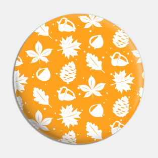 Graphic Nature Pattern on Orange Background Pin