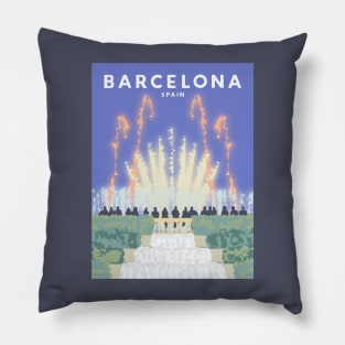 Barcelona, Spain Travel Poster Pillow