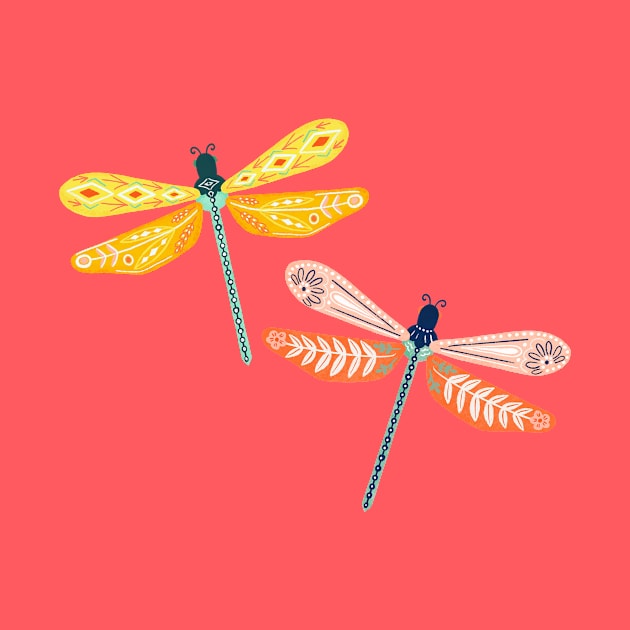 Folk Art Dragonflies by tangerinetane