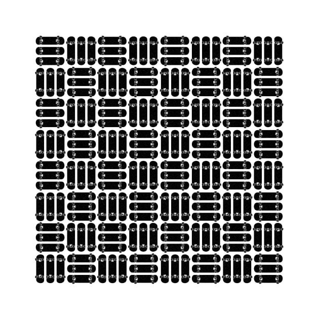 Skateboard Rows Pattern Black on White by AKdesign