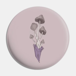 Witchy Mushroom Crystal Pin