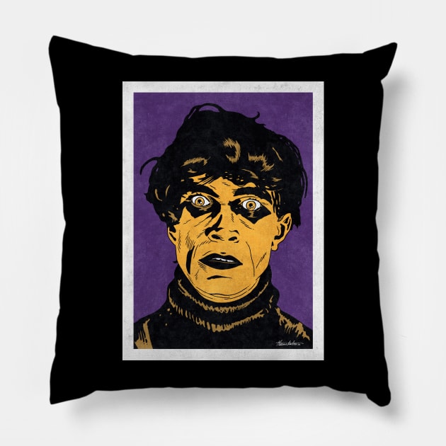 CESARE - The Cabinet of Dr Caligari (Pop Art) Pillow by Famous Weirdos