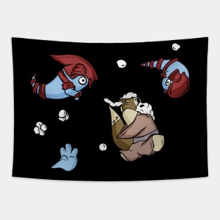 The escape from the underworld by the Tanuki Izanagi Tapestry